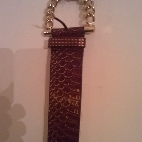 Dolce & Gabbana leather brown belt crocodile belt brass buckle SZ 38 made italy - Picture 10 of 12